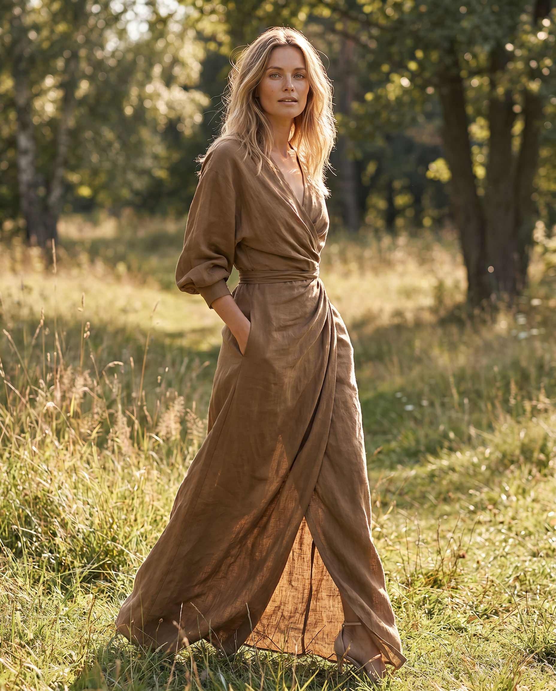 Boho sukienka maxi z dekoltem w serek – elegancki, drapowany design na letnie imprezy-2