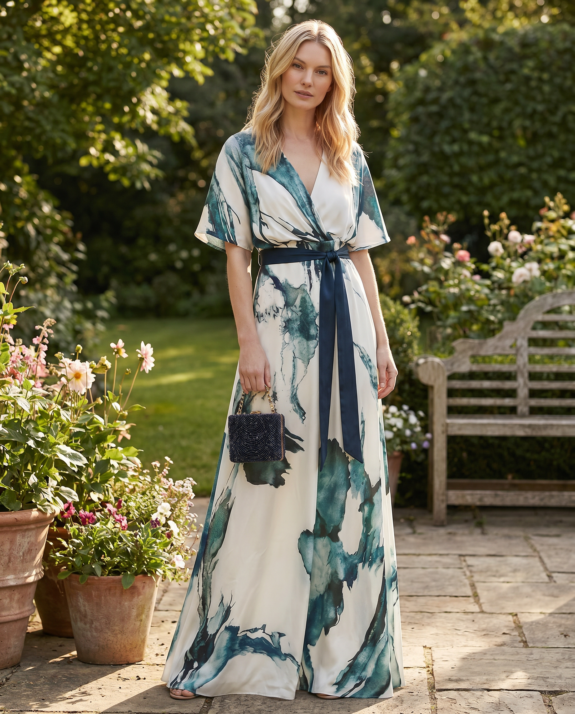 Boho sukienka maxi w kwiaty – elegancki głęboki dekolt w serek na letnie imprezy-2