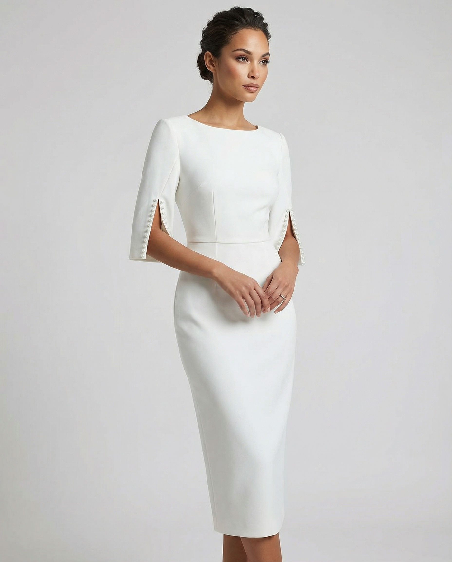 Elegant Commuter Dress – Comfortable Solid Color Slim Fit Evening Outfit