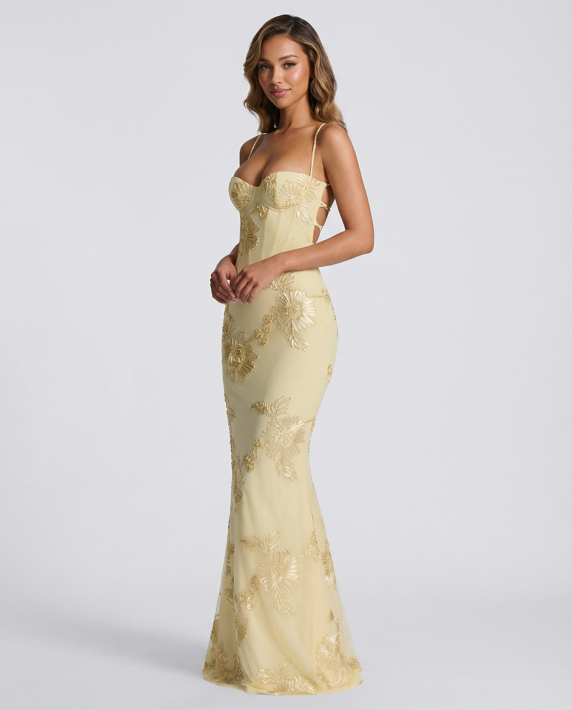 Floral Evening Dress – Elegant Backless Design for Wedding Guest or Special Occasions