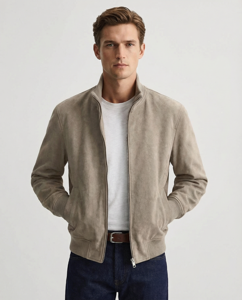 Men's Suede Jacket – Stylish Slim Fit Outerwear for Casual Business Wear