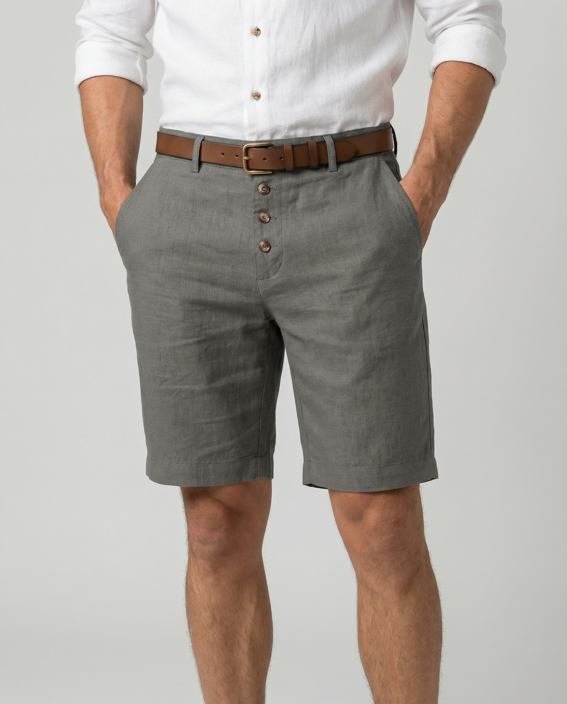 Men's Casual Shorts – Stylish Triple Button Design for Comfortable Beach Wear