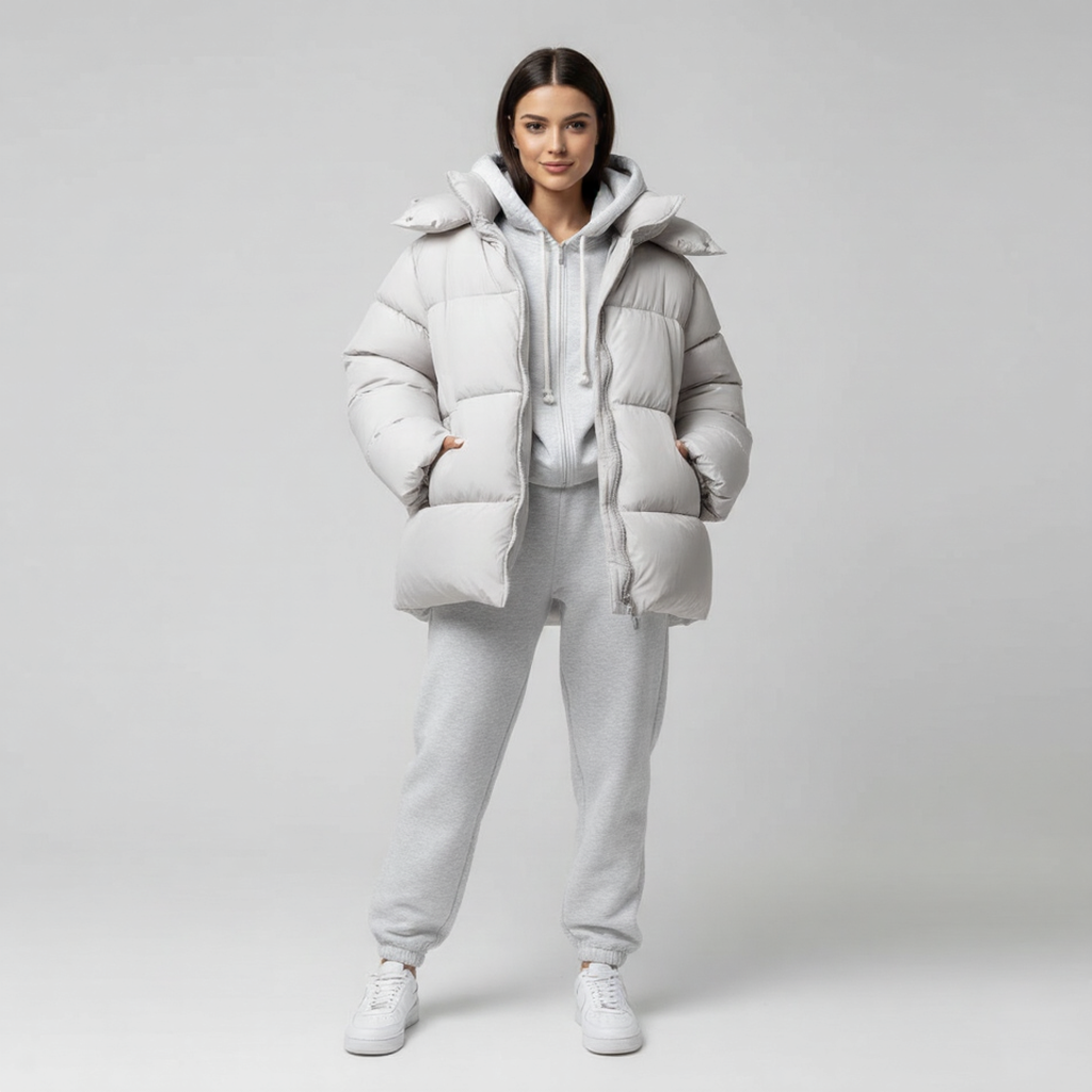 Women's Oversized Puffer Jacket  – Padded Relaxed Fit Jacket