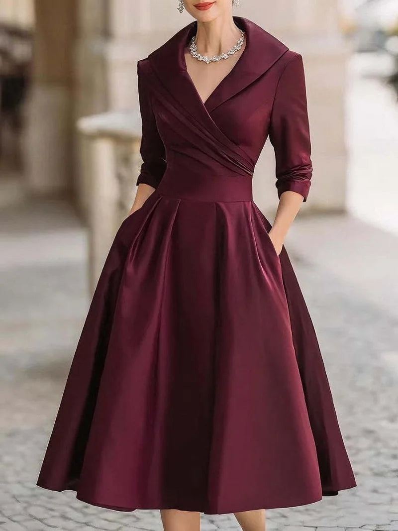A-Line Dress – Stylish Lapel Design for Summer Outings — alternative angle