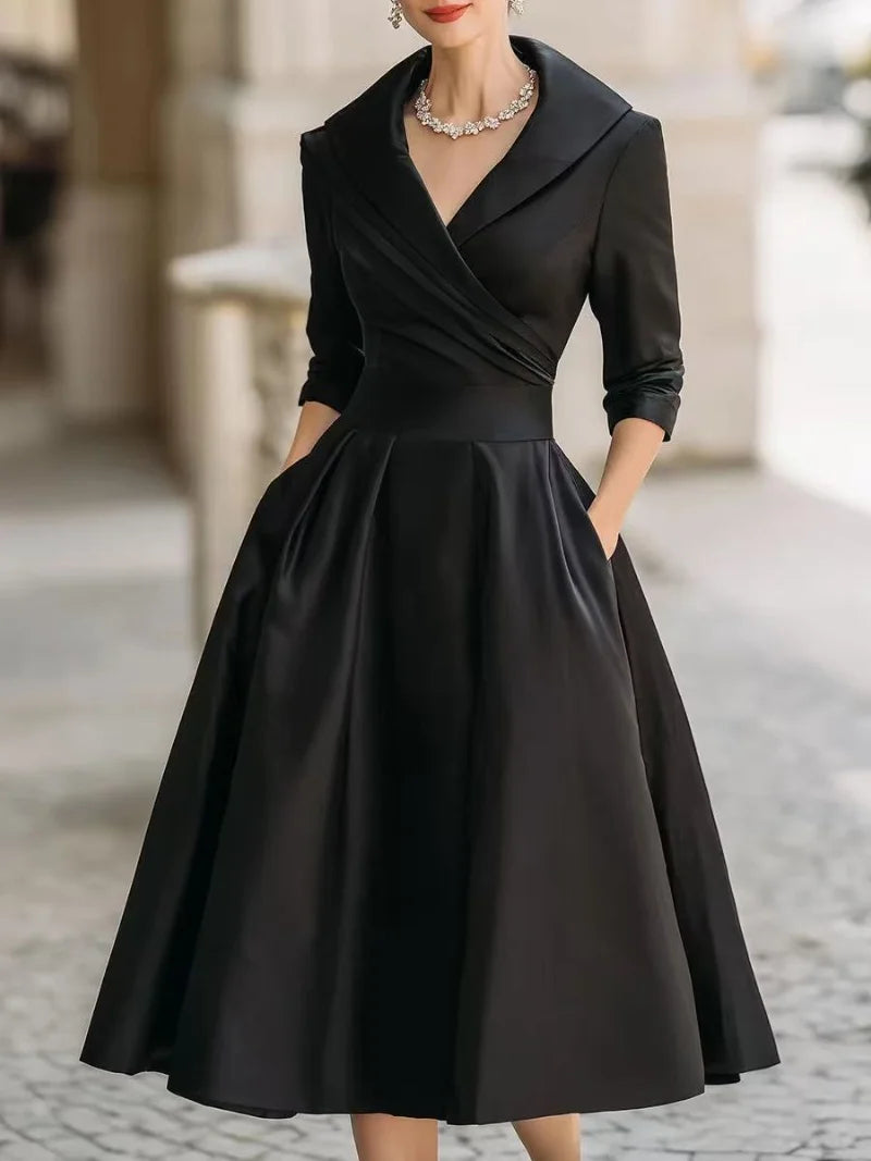 A-Line Dress – Stylish Lapel Design for Summer Outings — fabric detail