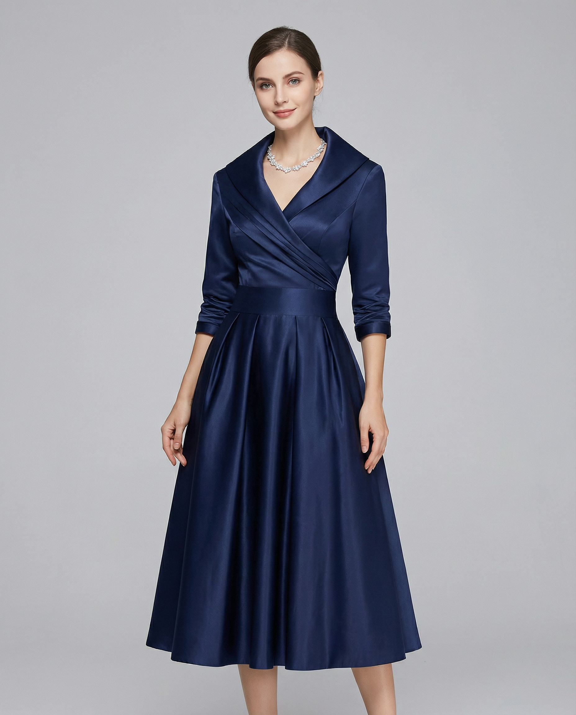 A-Line Dress – Stylish Lapel Design for Summer Outings — side view