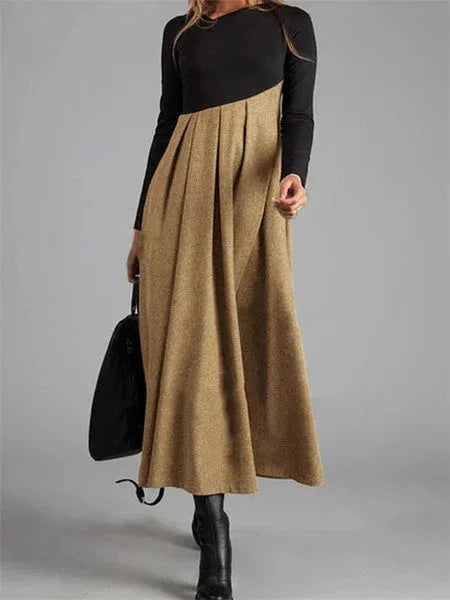 A-Line Dress – Stylish Patchwork Design for Casual Spring Outings — close-up