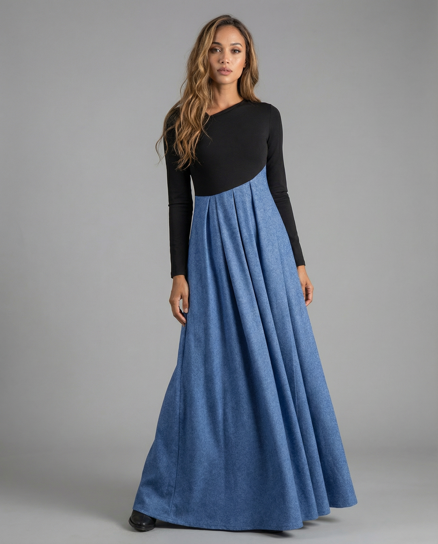 A-Line Dress – Stylish Patchwork Design for Casual Spring Outings — detail view