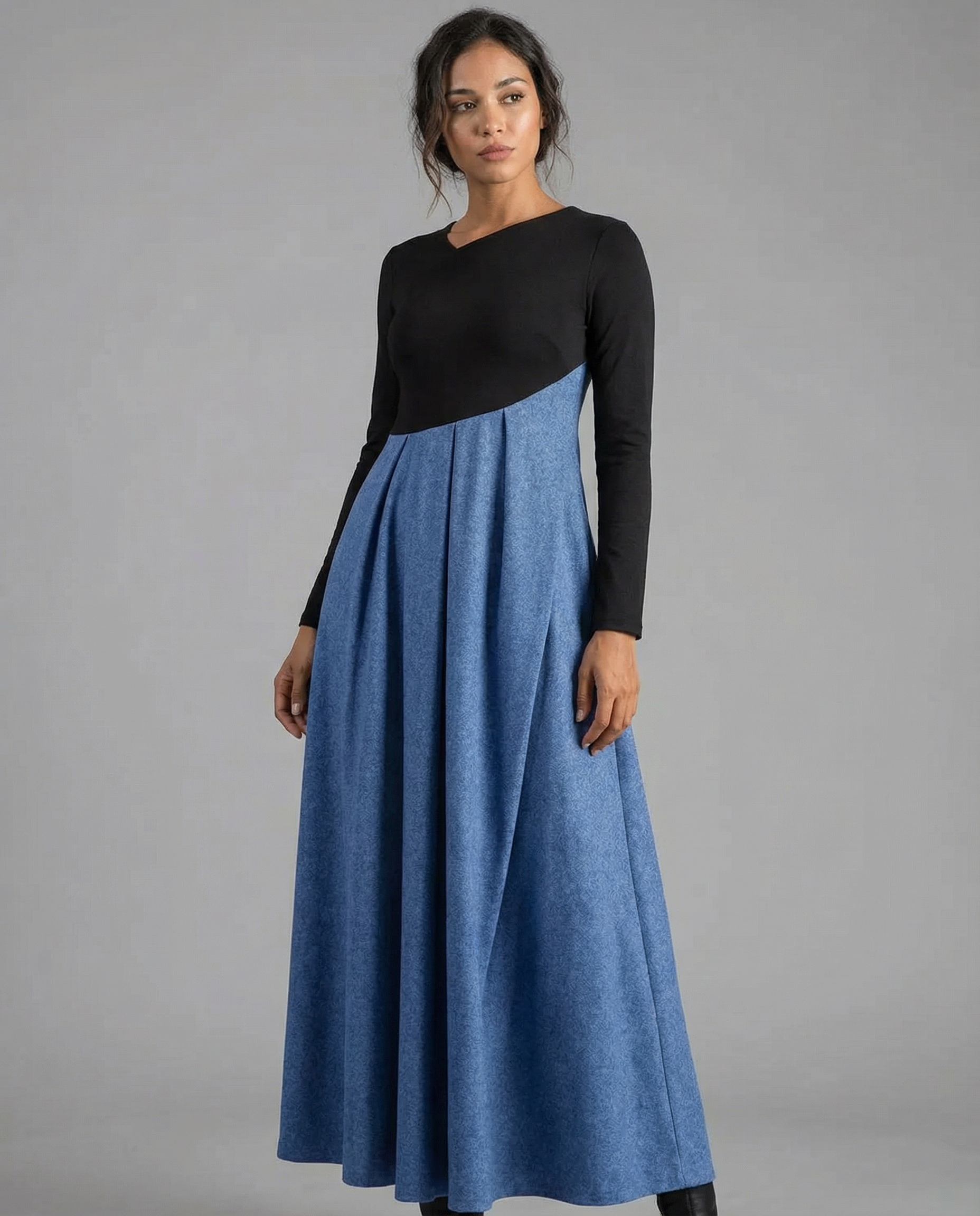 A-Line Dress – Stylish Patchwork Design for Casual Spring Outings — side view