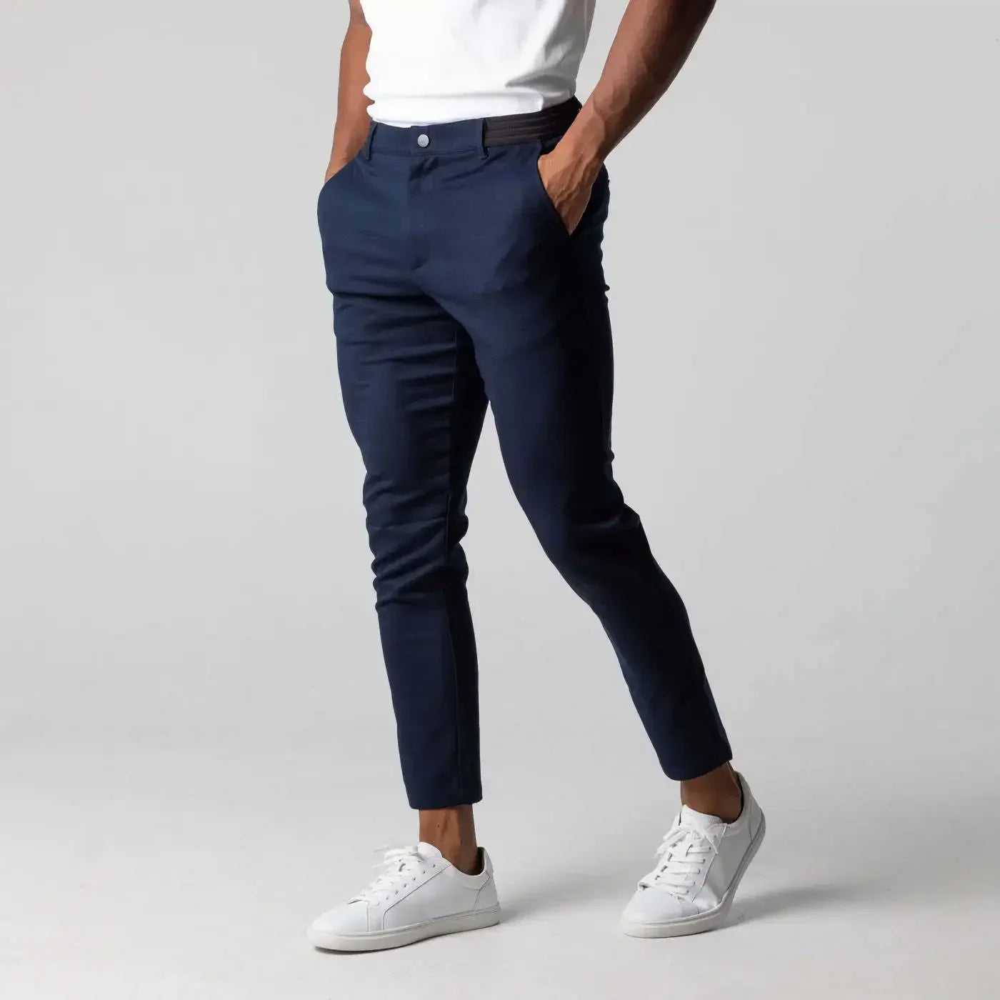 Active Slim Fit Chino Pants – Comfortable Stretch for Casual Outings — back close-up