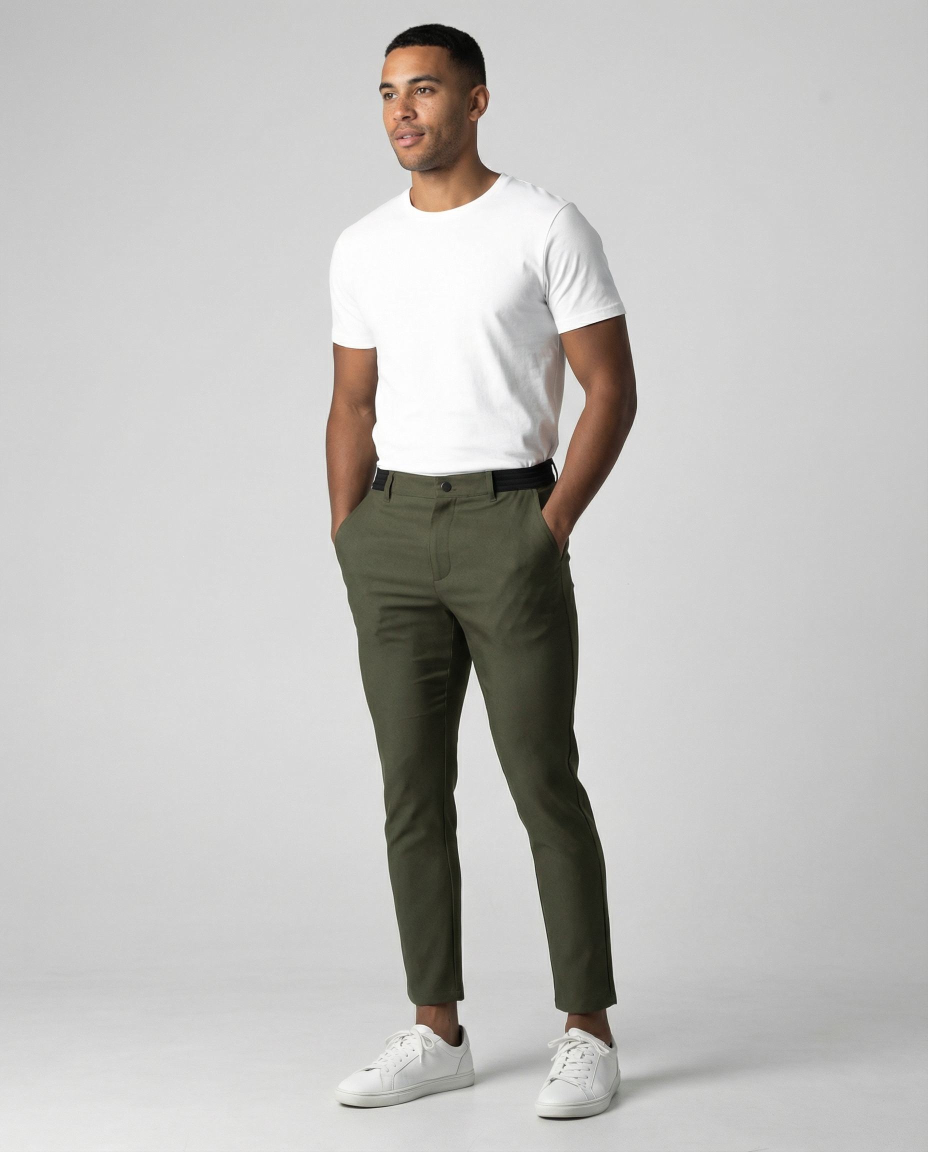 Active Slim Fit Chino Pants – Comfortable Stretch for Casual Outings — back view