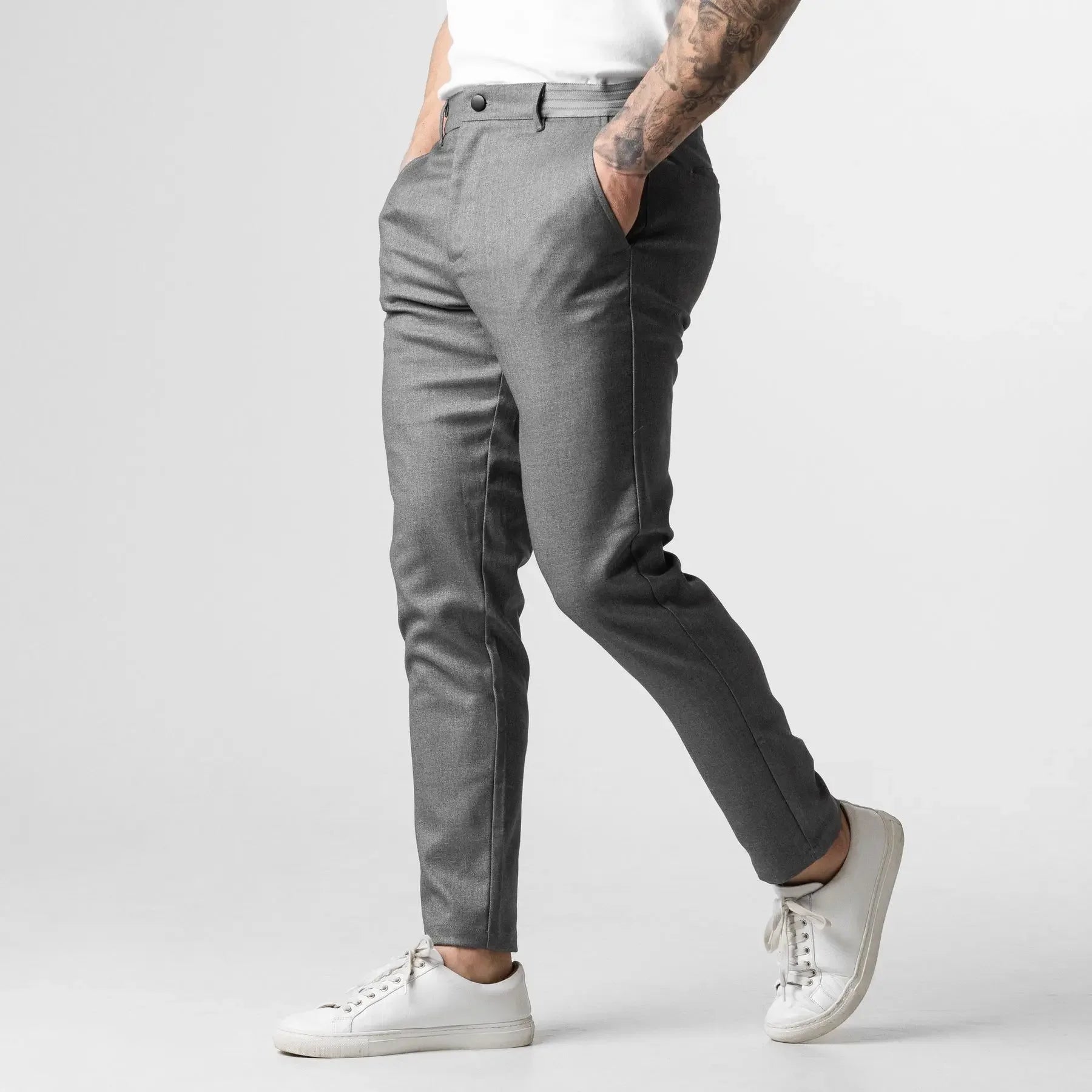 Active Slim Fit Chino Pants – Comfortable Stretch for Casual Outings — model wearing