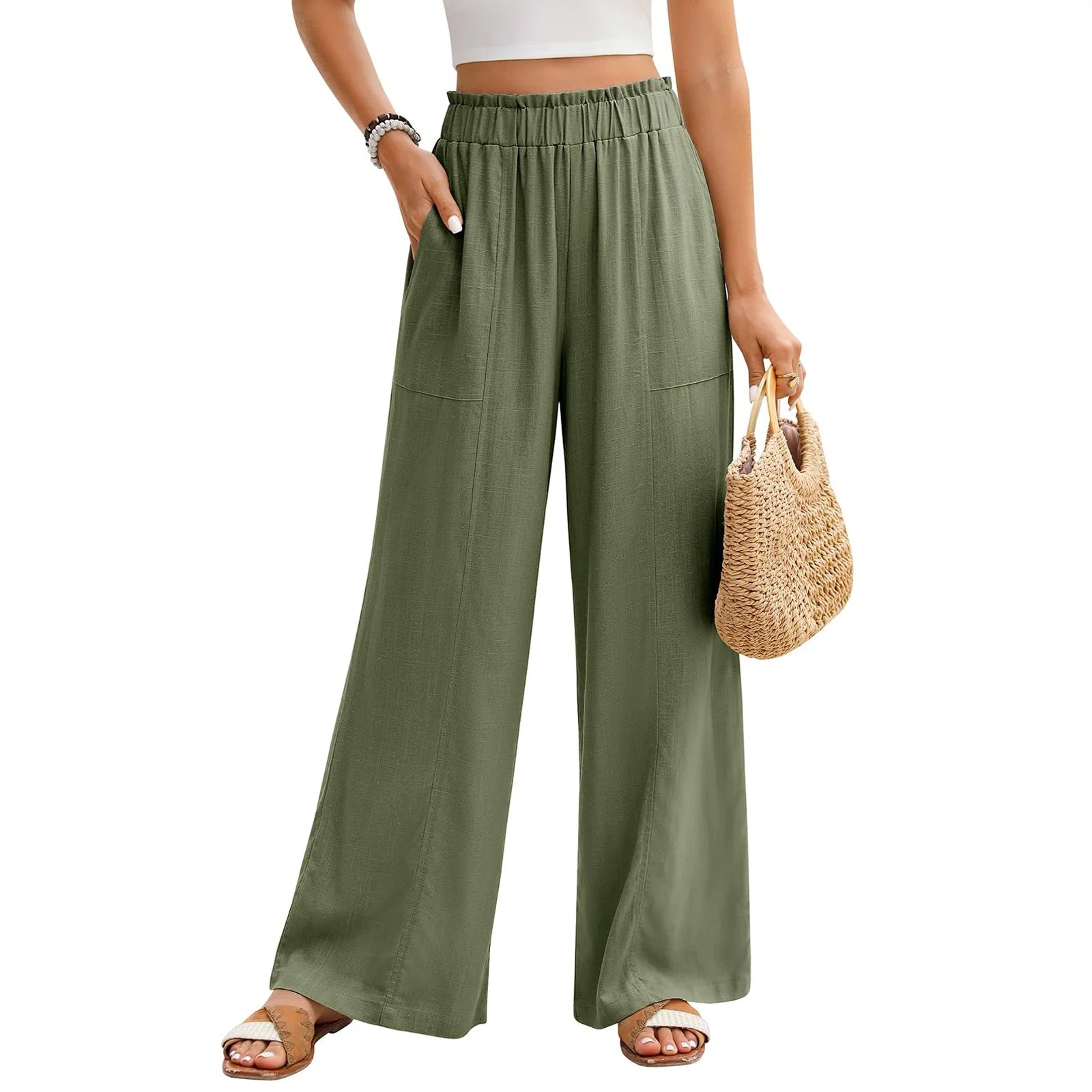 Amalfi Wide Leg Pants – Soft White Linen for Effortless Summer Style — fit overview