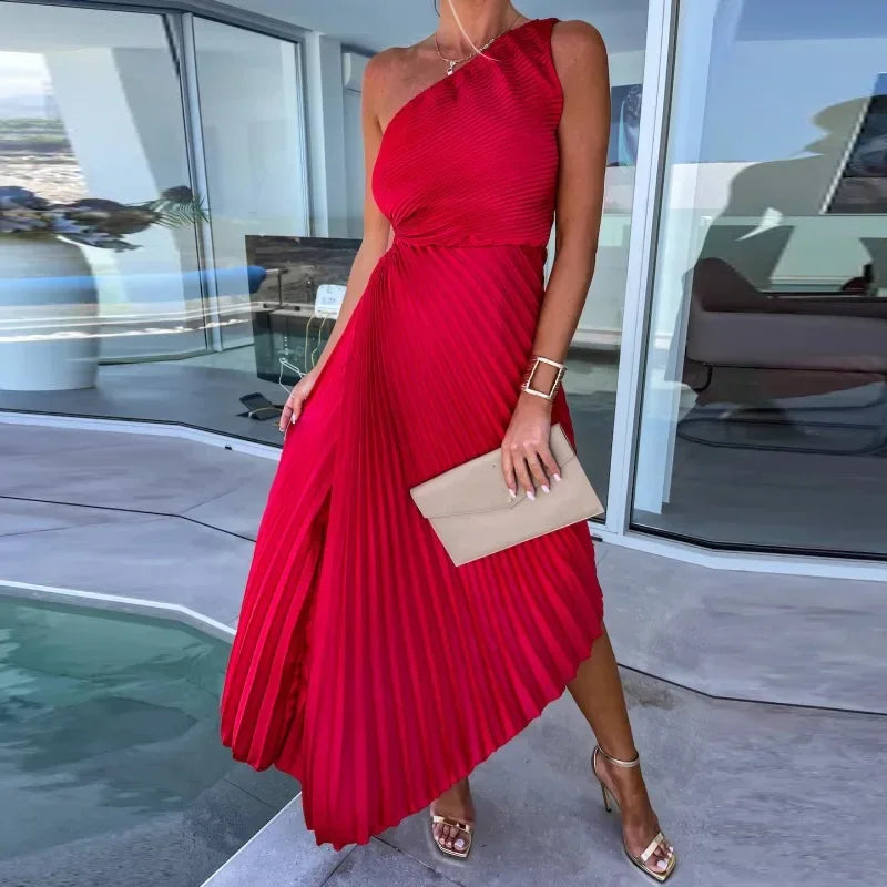 Asymmetric Elegance Dress – Chic One Shoulder Cocktail Dress for Evening Events — back view