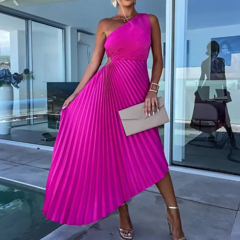 Asymmetric Elegance Dress – Chic One Shoulder Cocktail Dress for Evening Events — close-up