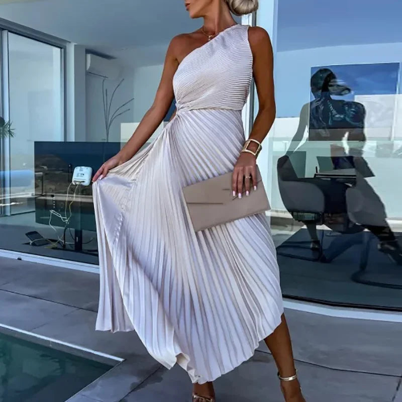 Asymmetric Elegance Dress – Chic One Shoulder Cocktail Dress for Evening Events — detail view