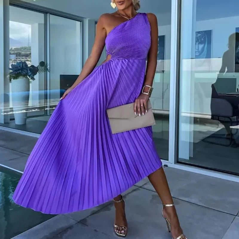 Asymmetric Elegance Dress – Chic One Shoulder Cocktail Dress for Evening Events — side view
