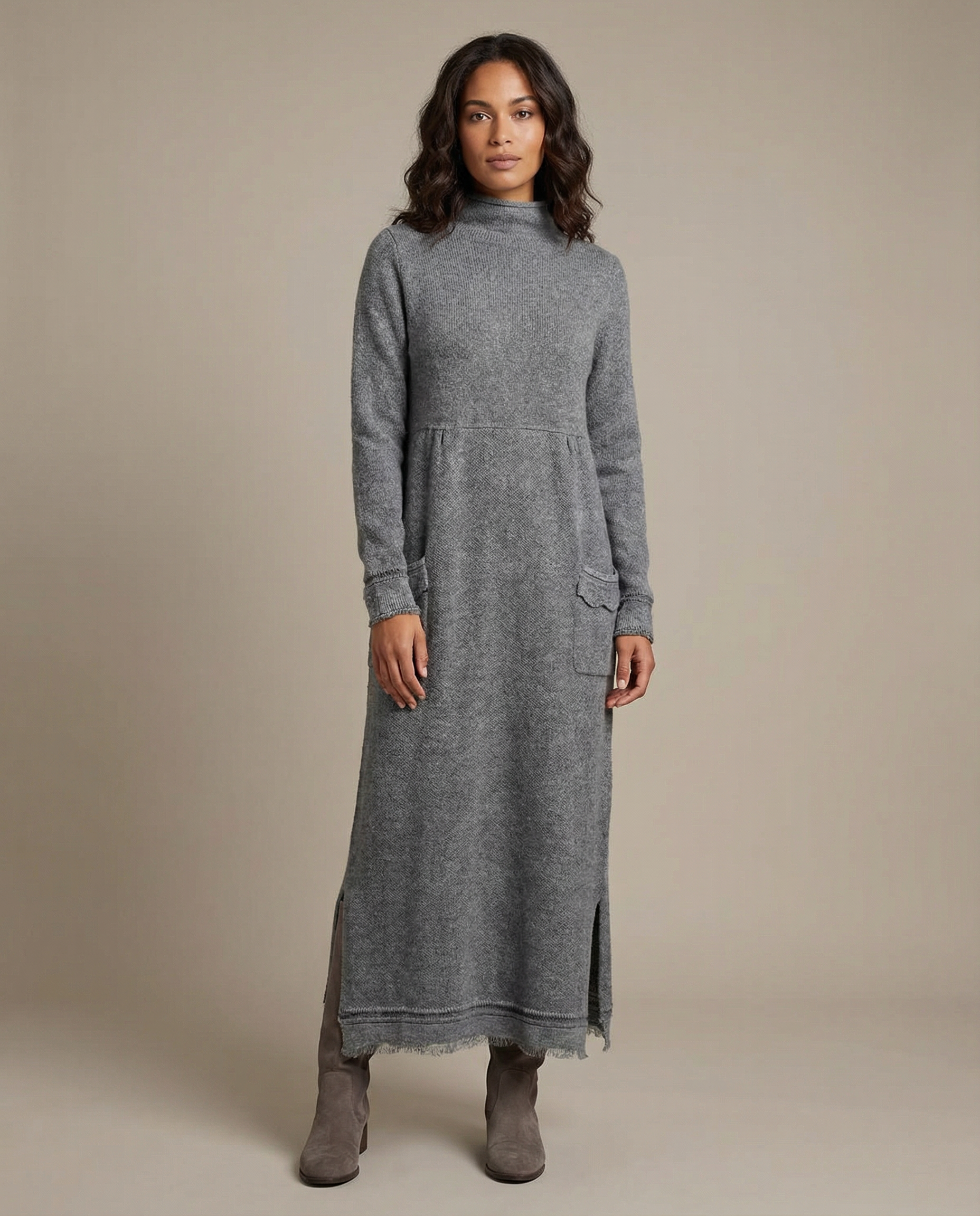 Autumn Maxi Dress – Elegant Loose Fit Long Sleeve Hoodie — back view