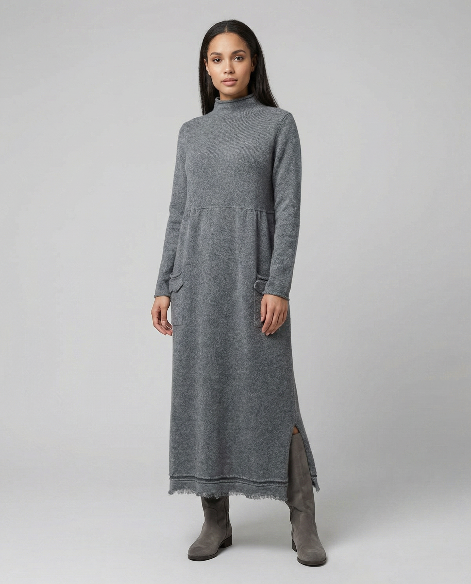 Autumn Maxi Dress – Elegant Loose Fit Long Sleeve Hoodie — side view