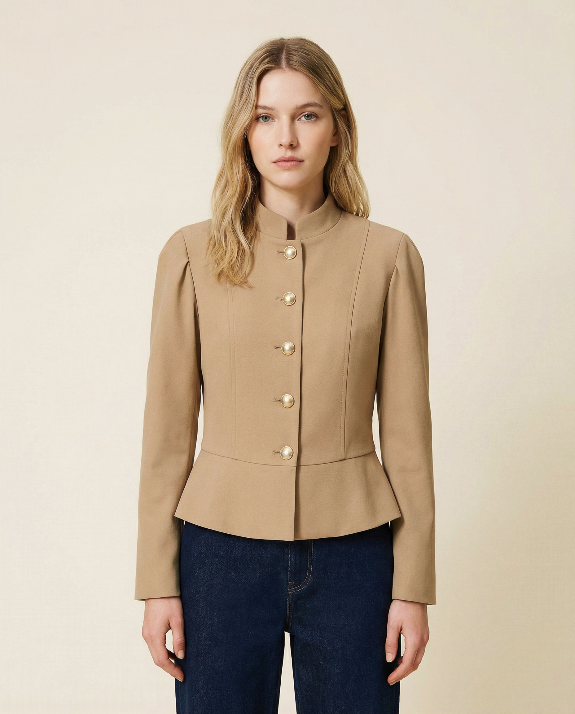 Autumn Velvet Blazer – Chic Puff Shoulder Design — detail view