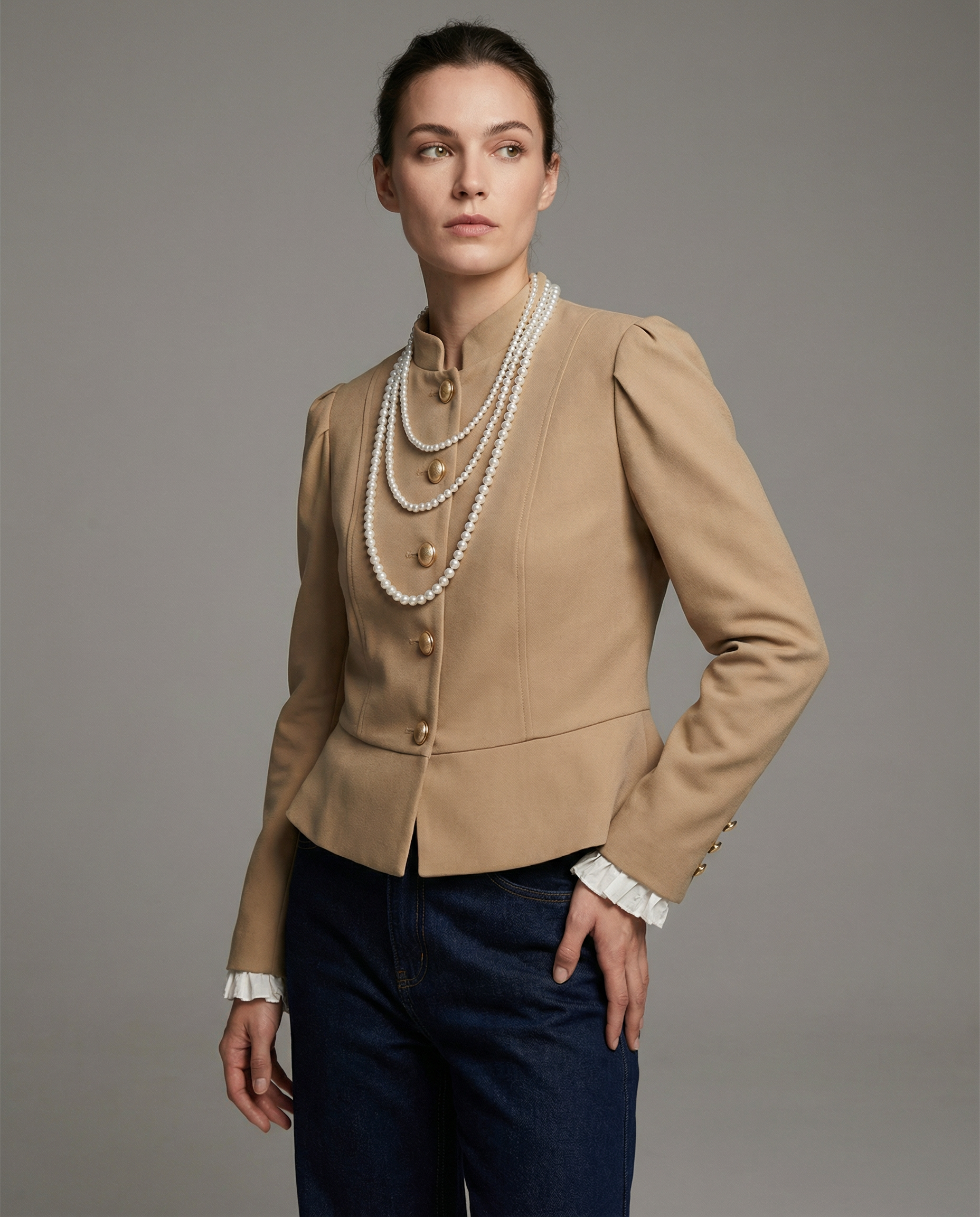 Autumn Velvet Blazer – Chic Puff Shoulder Design