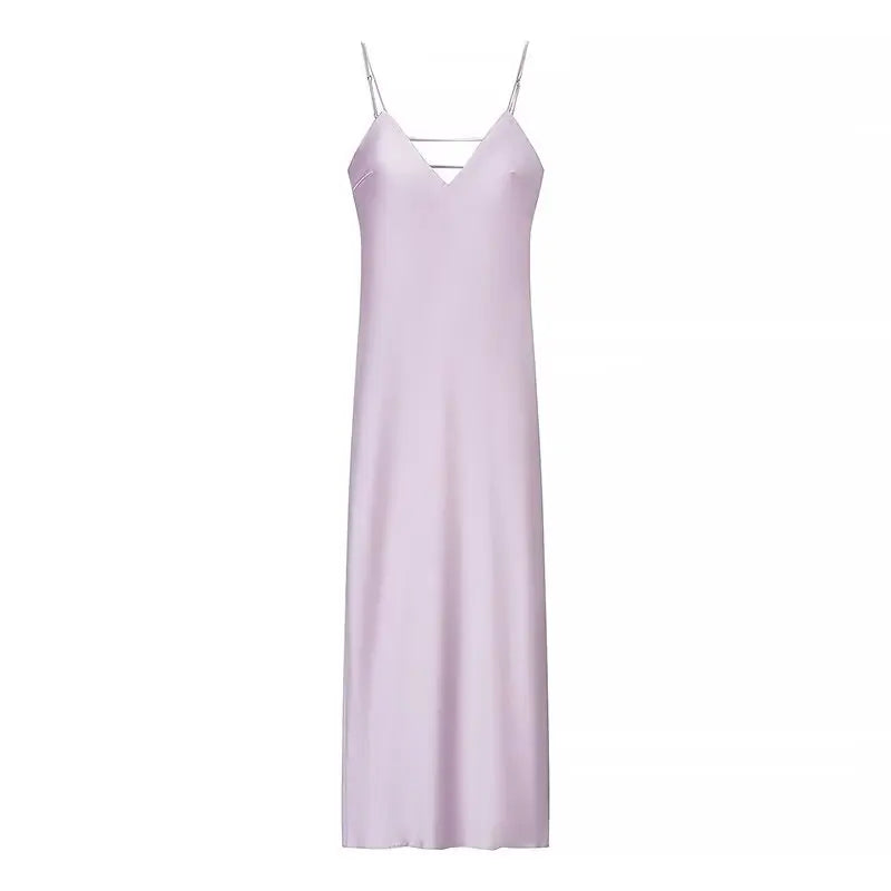 Backless Maxi Dress – Elegant Satin Evening Gown for Formal Events — close-up