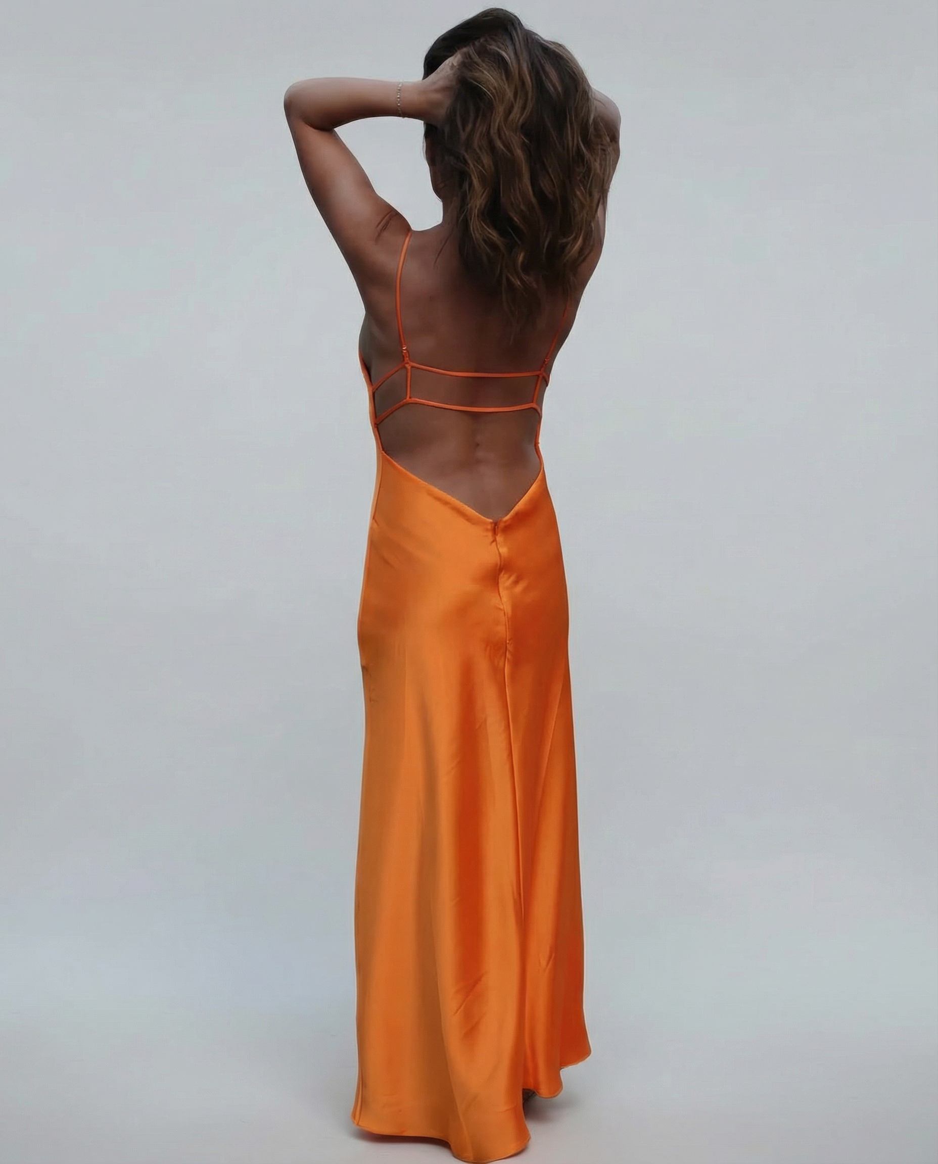 Backless Maxi Dress – Elegant Satin Evening Gown for Formal Events — side view