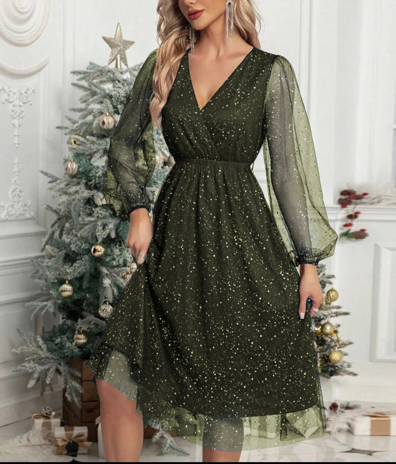 Black Dress – Elegant Slim Fit V-Neck for Wedding Guests or Cocktail Parties — alternative angle