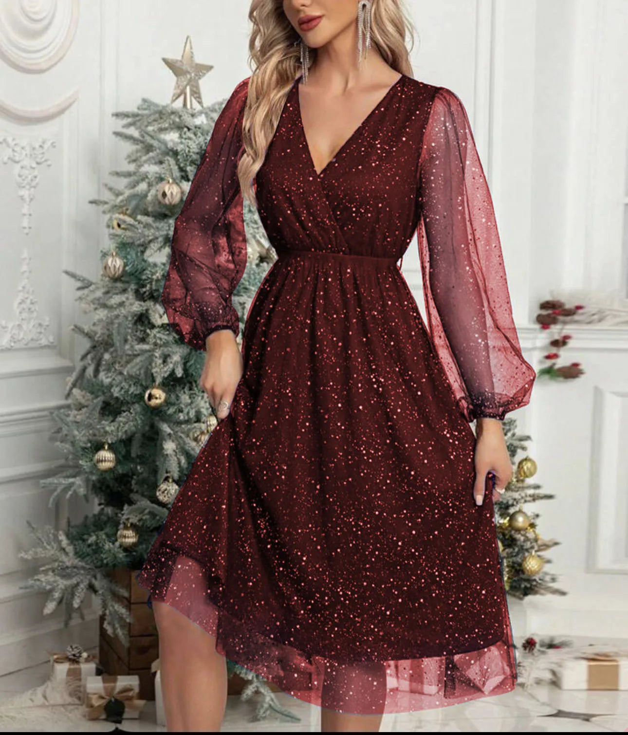 Black Dress – Elegant Slim Fit V-Neck for Wedding Guests or Cocktail Parties — fit overview