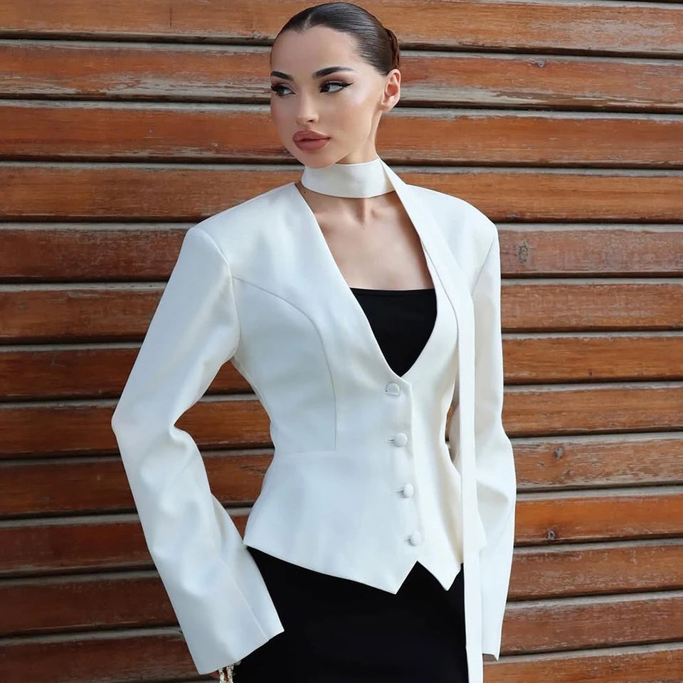 Blazer Jacket – V-Neck Casual Elegance for Autumn/Winter — alternative angle