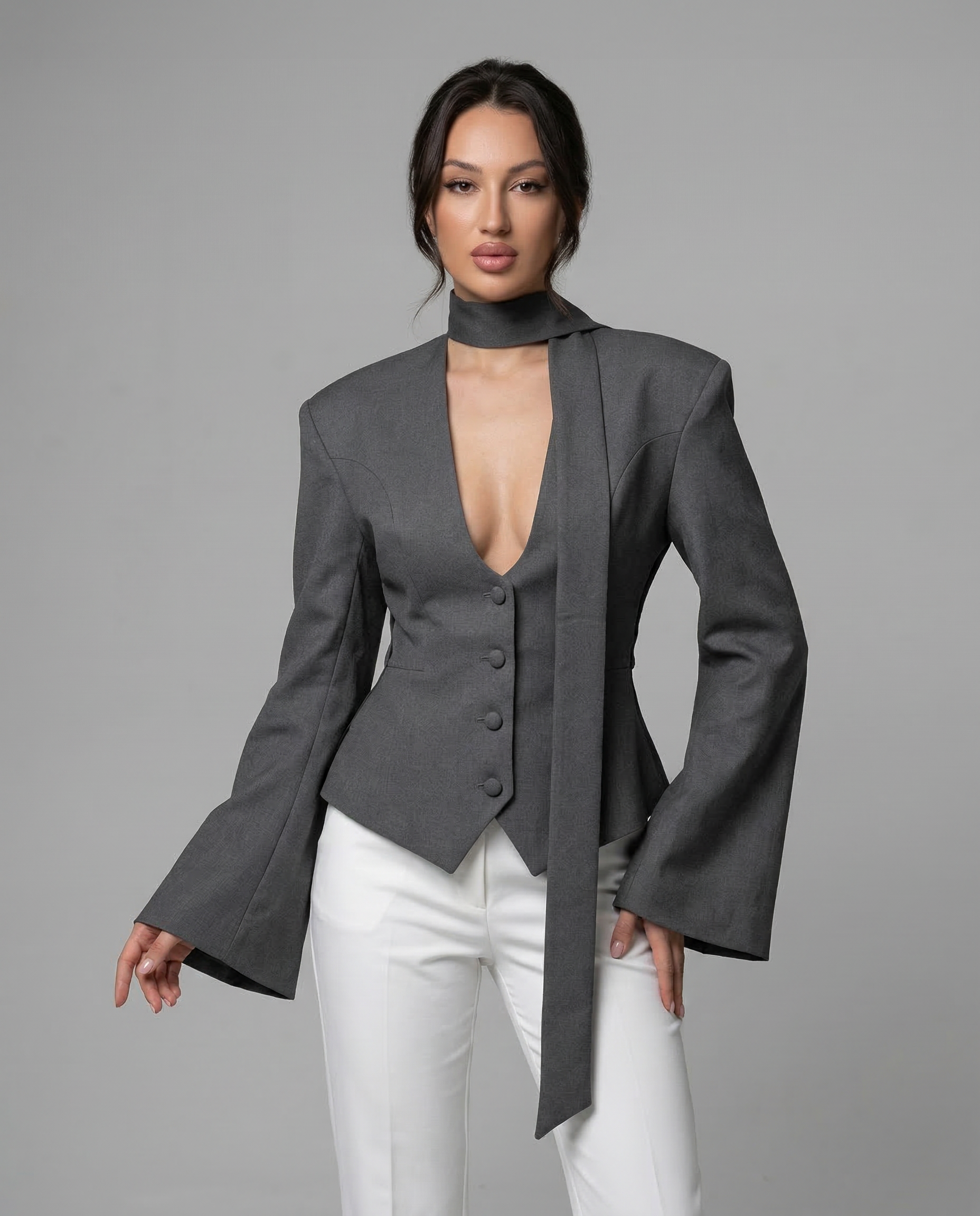 Blazer Jacket – V-Neck Casual Elegance for Autumn/Winter — side view