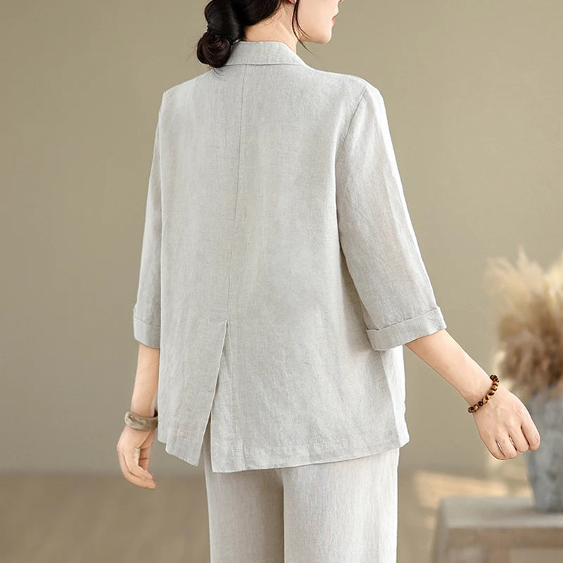 Blazer – Lightweight Cotton Linen for Casual Elegance — close-up