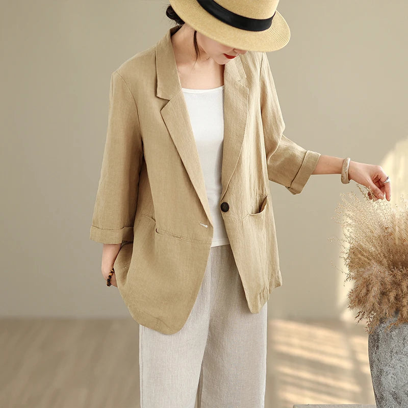Blazer – Lightweight Cotton Linen for Casual Elegance — detail view