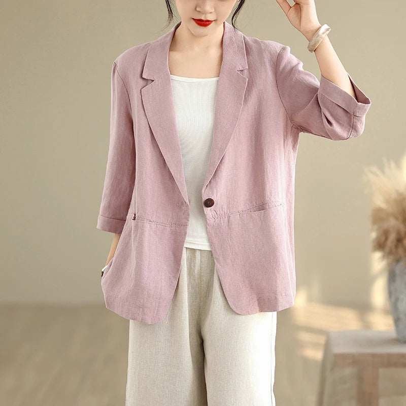 Blazer – Lightweight Cotton Linen for Casual Elegance — model wearing