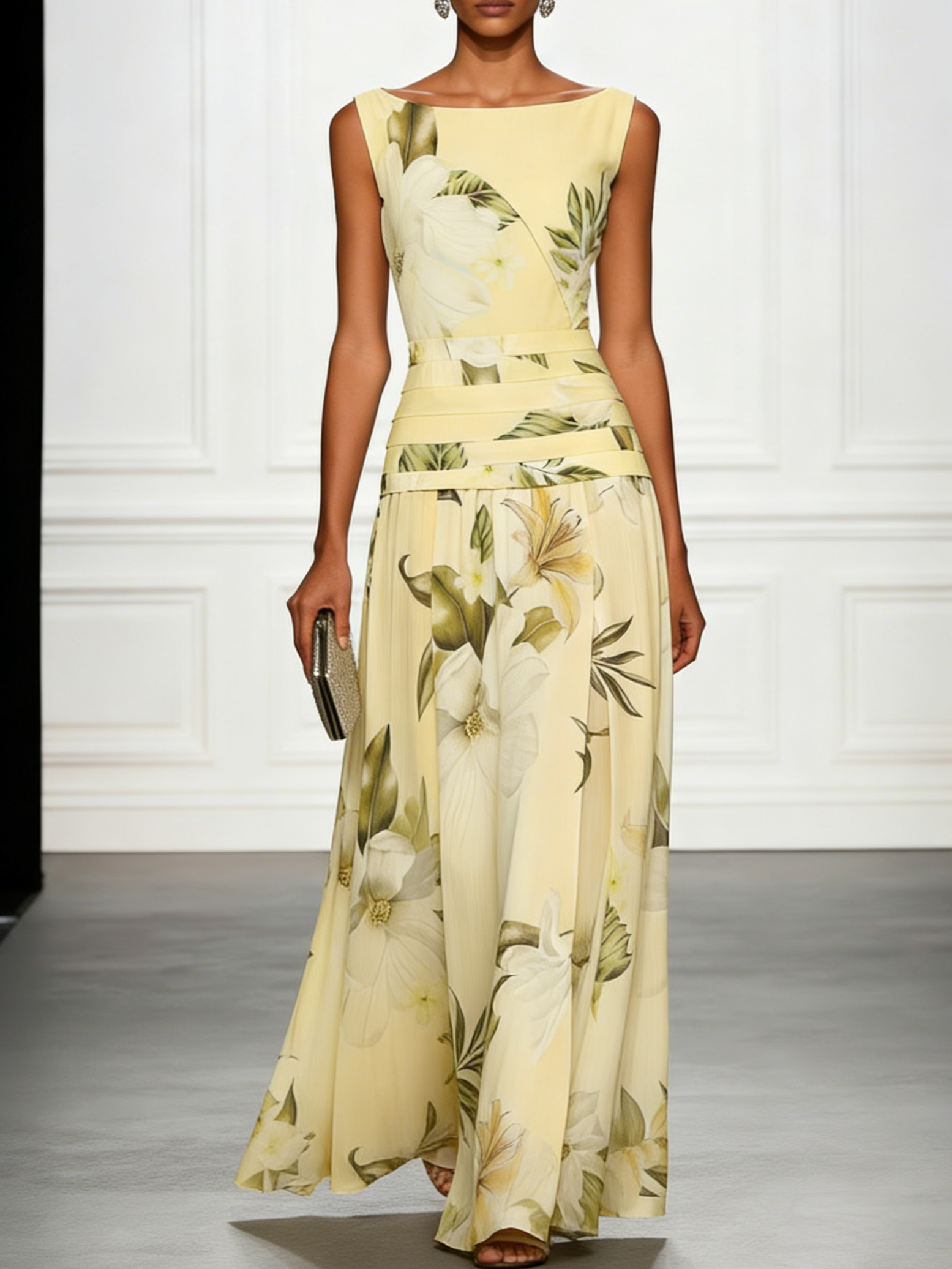 Boat Neck Floral Print Sleeveless Maxi Dress — image 11