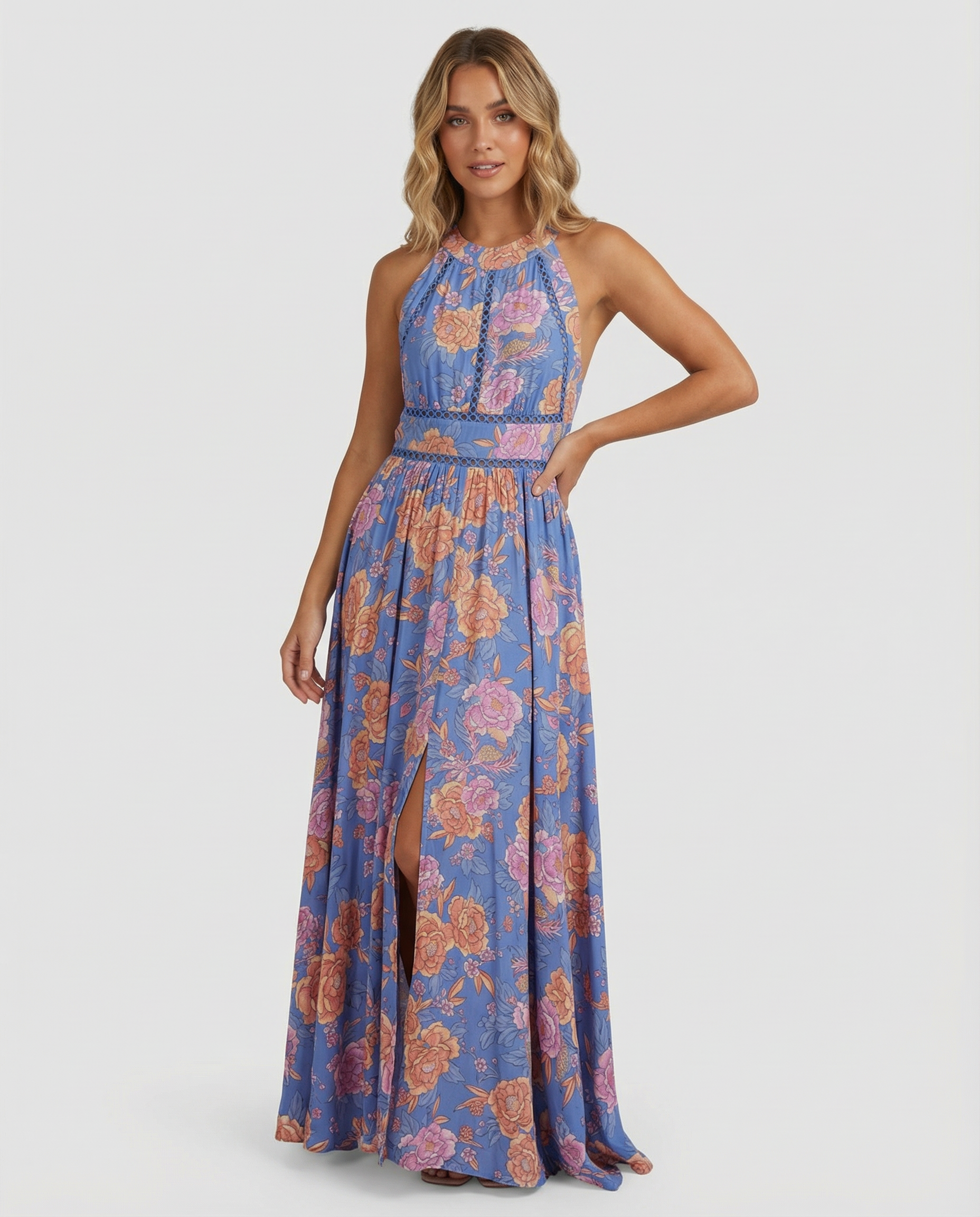 Bohemian Floral Maxi Dress – Sleeveless Breezy Summer Style — side view
