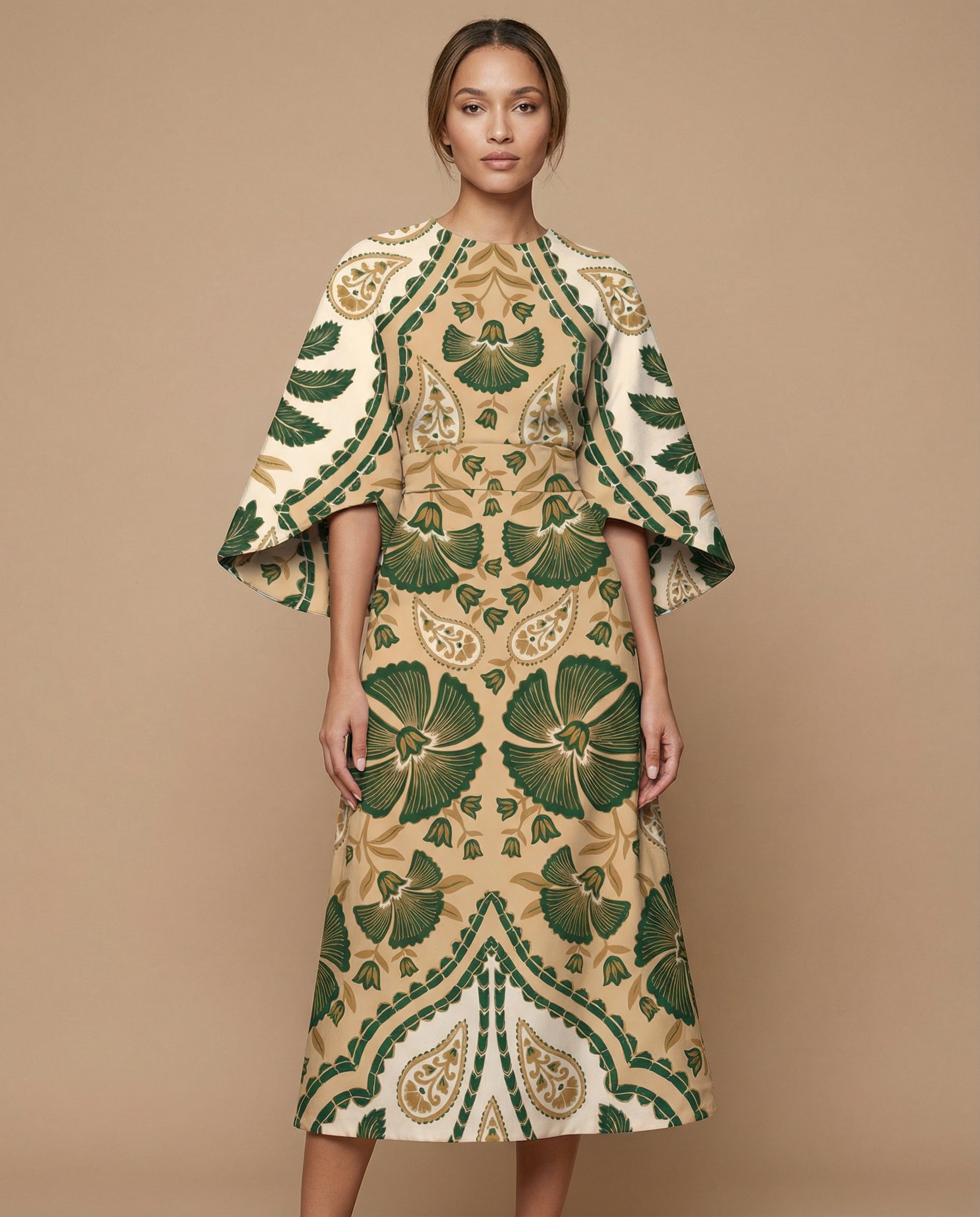 Bohemian Midi Dress – Chic High Waist Design for Summer Office Wear — detail view