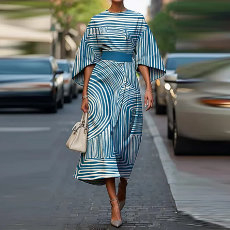 Bohemian Midi Dress – Chic High Waist Design for Summer Office Wear — fit overview