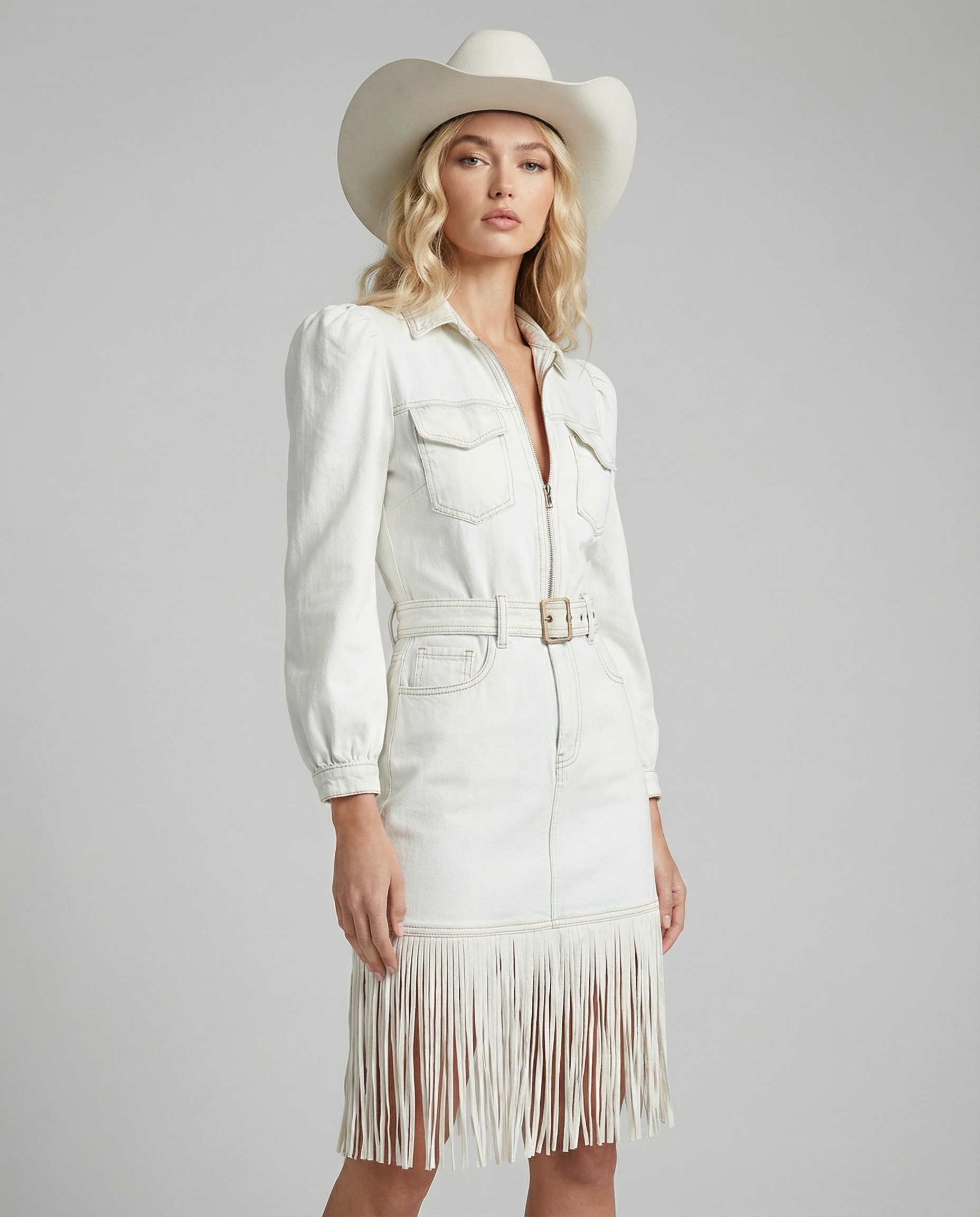 Bohemian V-Neck Dress – Playful Puffy Sleeves for Stylish Summer Outings — detail view
