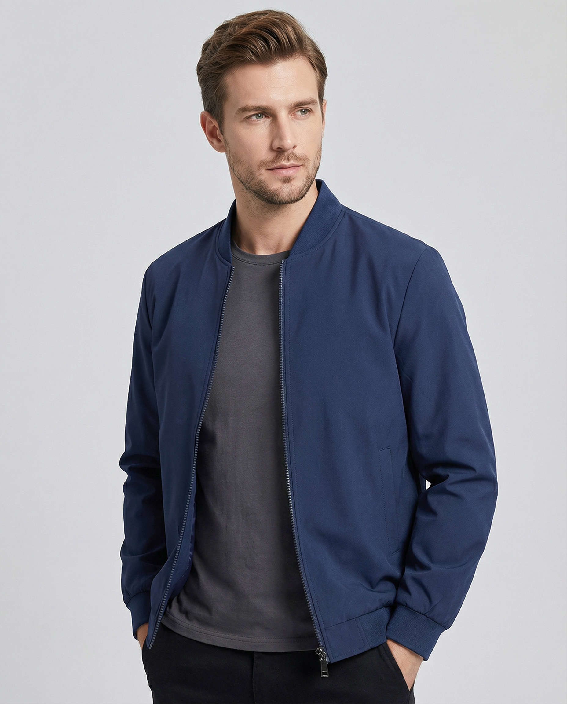 Bomber Jacket Men's Casual Outerwear – Stylish Layer for Every Season — back view