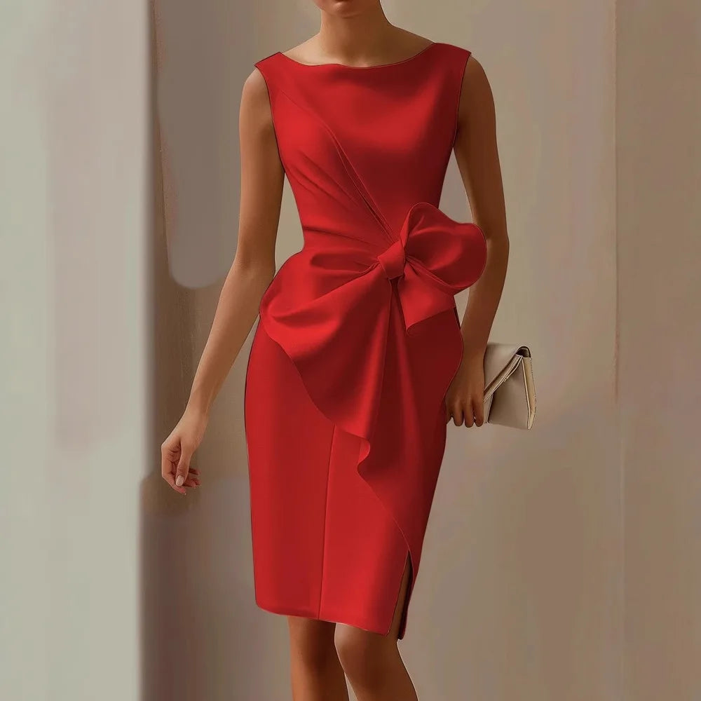 Bow Dress – Elegant Sleeveless Slim Fit Evening Wear — detail view