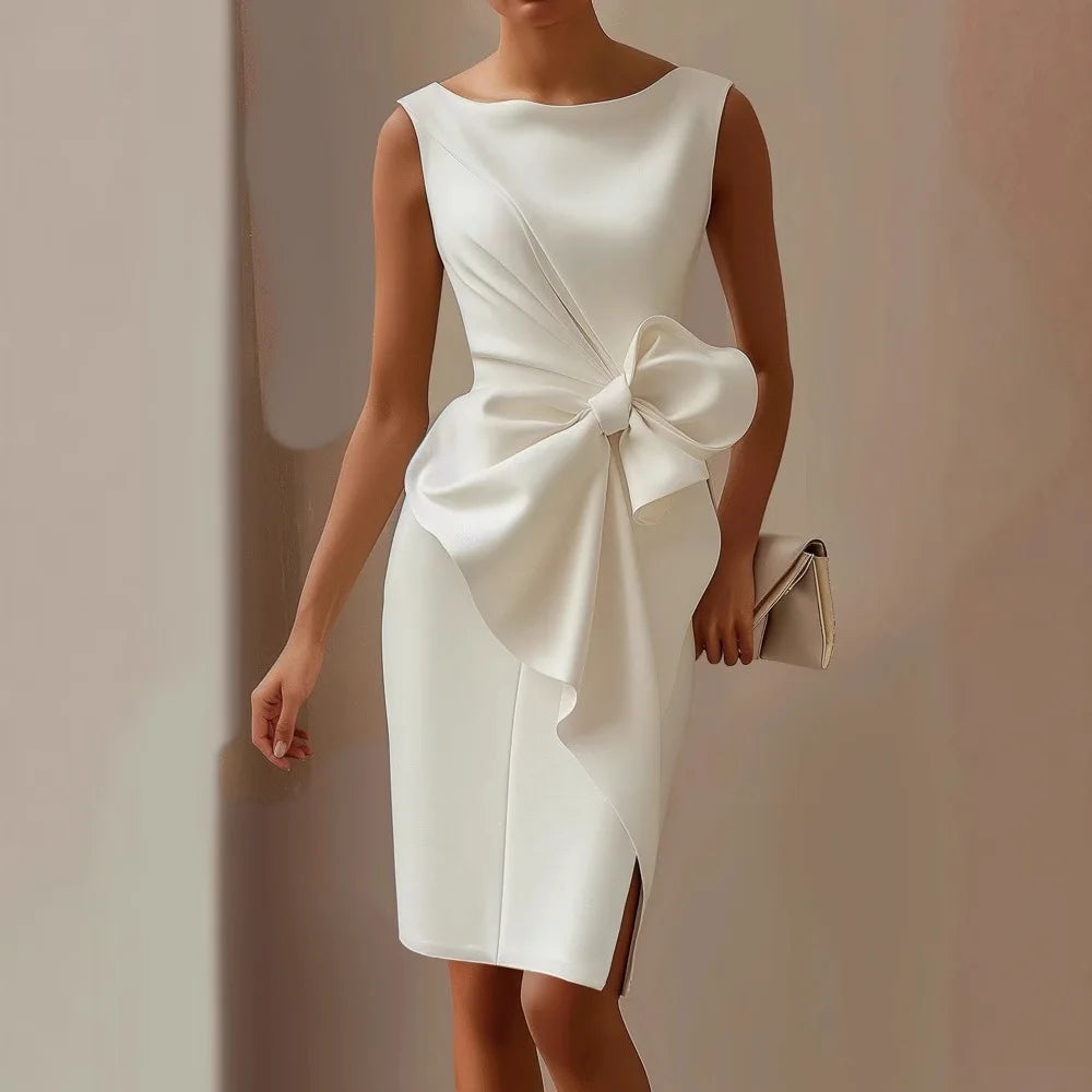 Bow Dress – Elegant Sleeveless Slim Fit Evening Wear