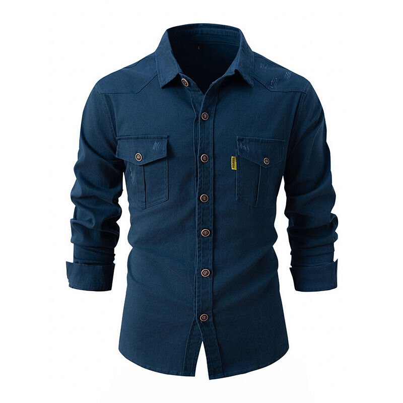Cargo Pocket Long Sleeve Shirt for Men — alternative angle