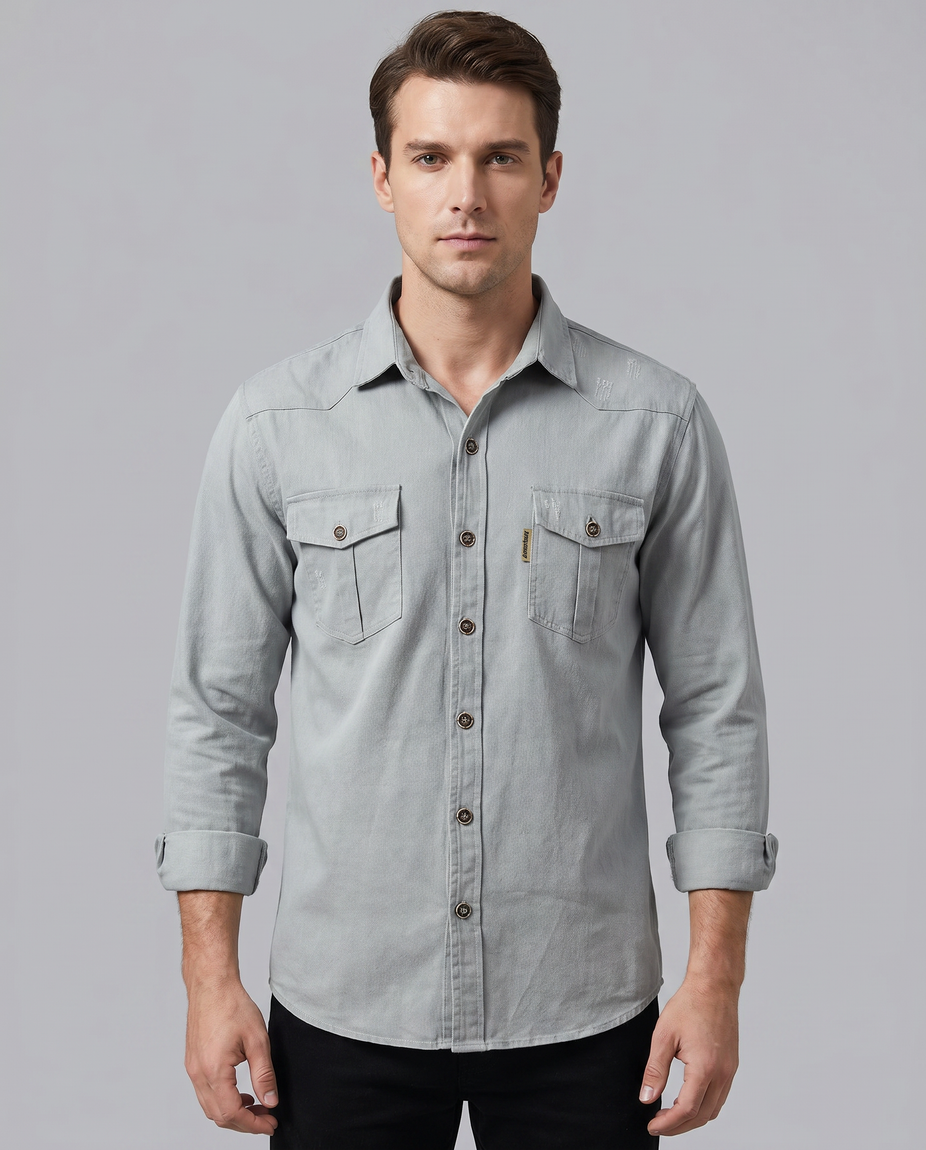 Cargo Pocket Long Sleeve Shirt for Men — back view