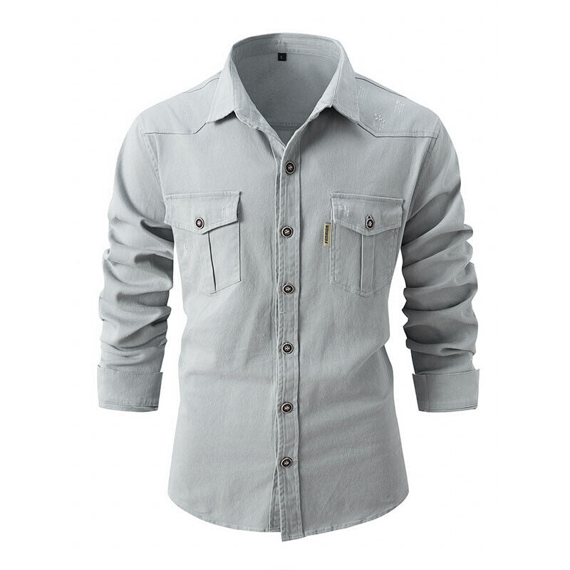 Cargo Pocket Long Sleeve Shirt for Men — detail view