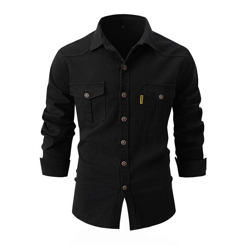 Cargo Pocket Long Sleeve Shirt for Men — model wearing