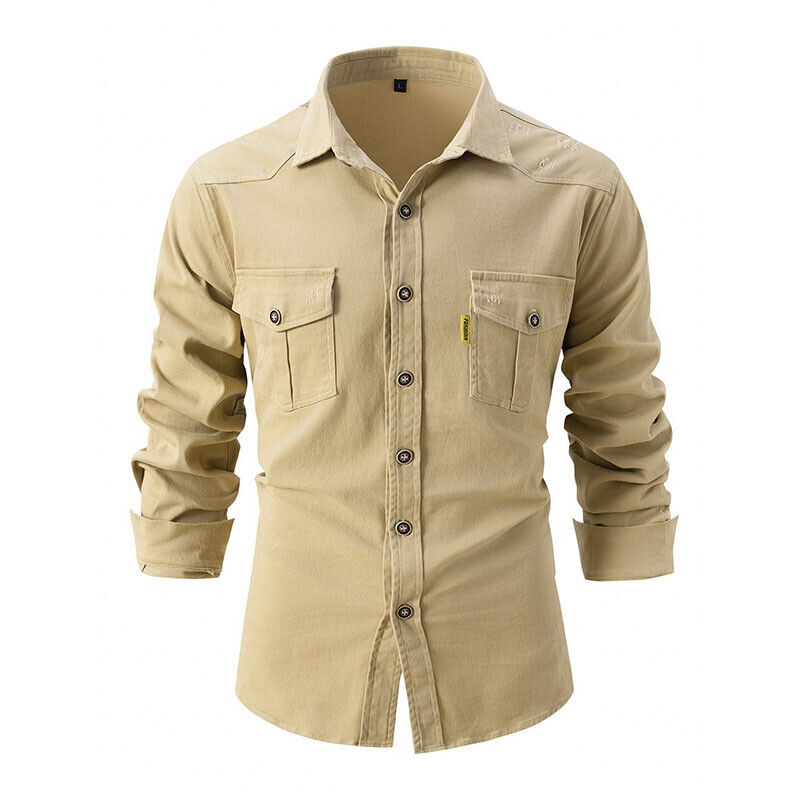 Cargo Pocket Long Sleeve Shirt for Men — styling detail