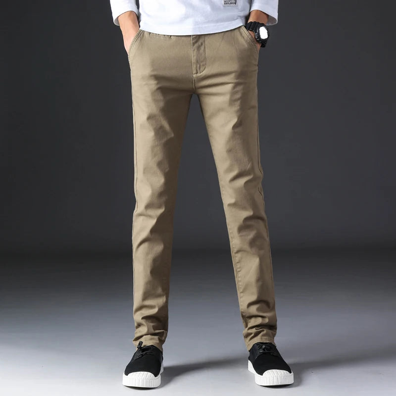Casual Chinos – Slim Fit Cotton Trousers for Men, Perfect for Casual and Semi-Formal Occasions — model wearing