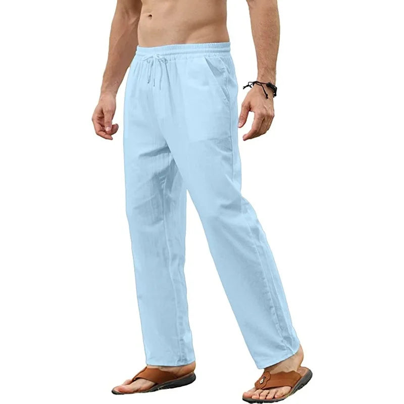 Casual Pants – Breathable Cotton Linen Drawstring Joggers — fabric detail