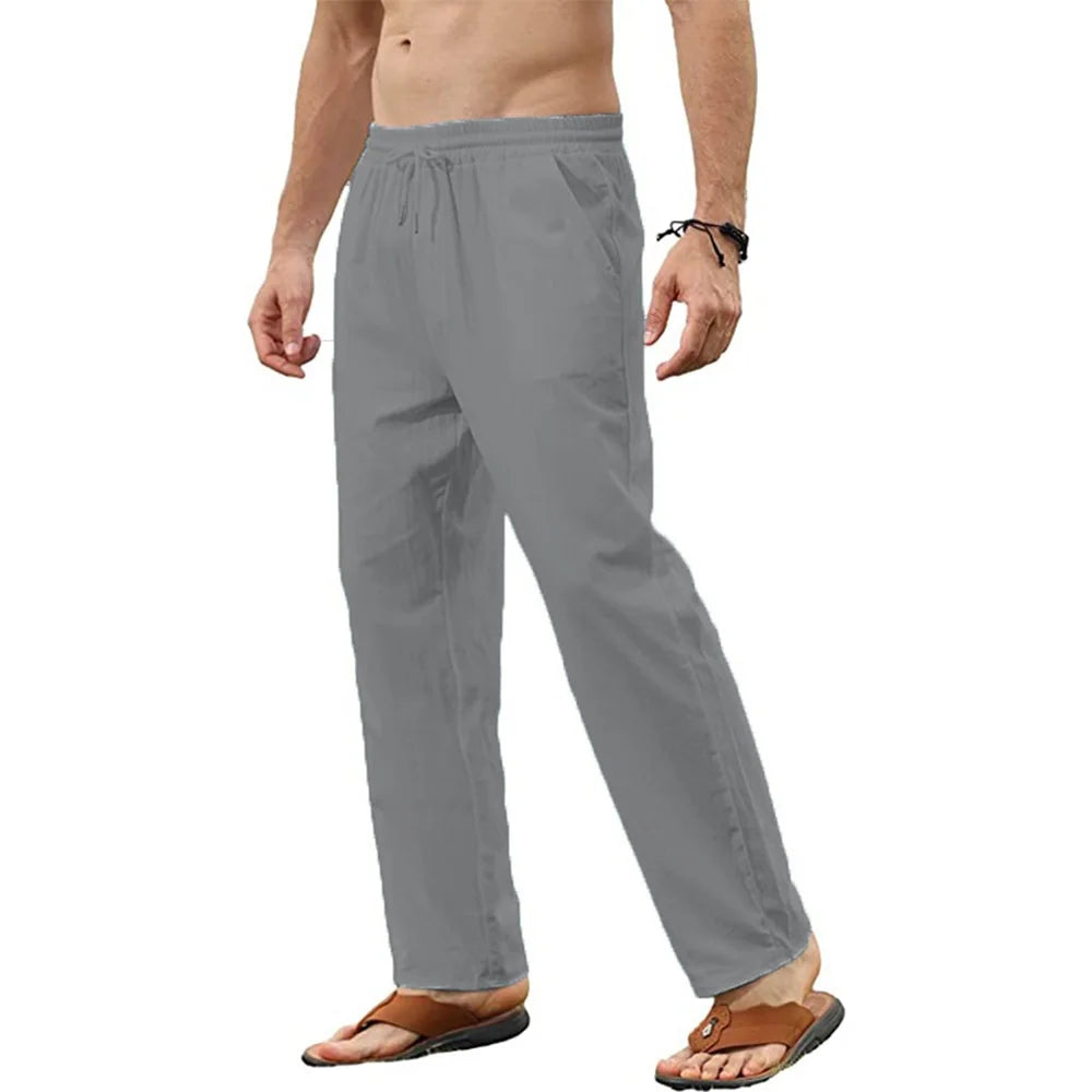 Casual Pants – Breathable Cotton Linen Drawstring Joggers — fit overview